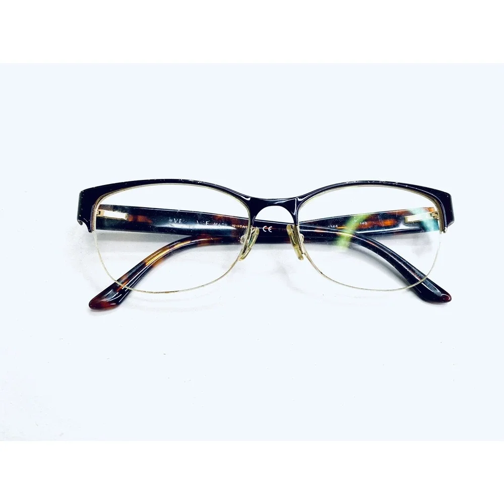 Versace Black Gold Metal Wayfarer Glasses Tortoise Temple MOD 1222 53 17 140